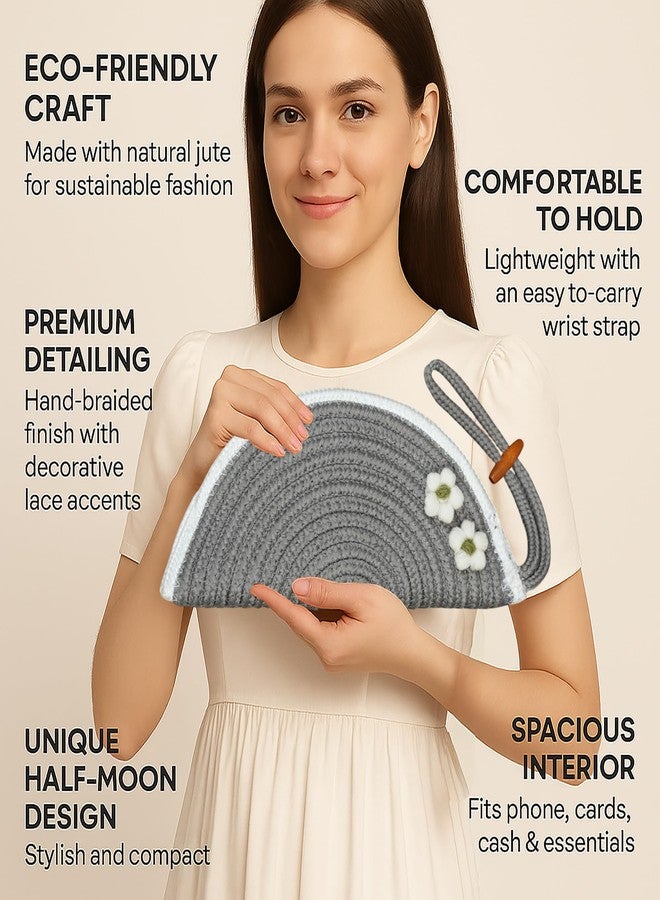 AURKA Gray Women Design Hand Clutch W-10 x H-6 Inch Stylish for Everyday Use Lightweight - Image 2
